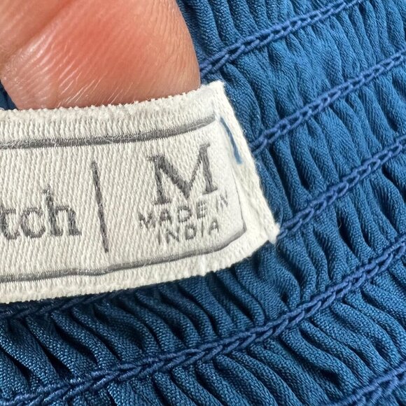 Abercrombie & Fitch Cottagecore M Blue White Floral Mini Dress Sweetheart V-Neck - Picture 4 of 10